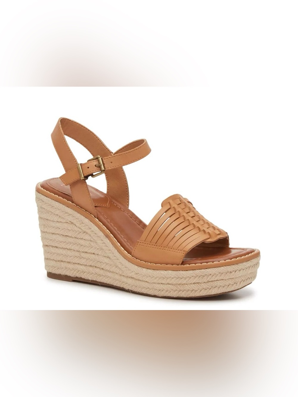 Crown Vintage Hendra Espadrille Wedge Sandals Tan Size 6.5 boho resortwear